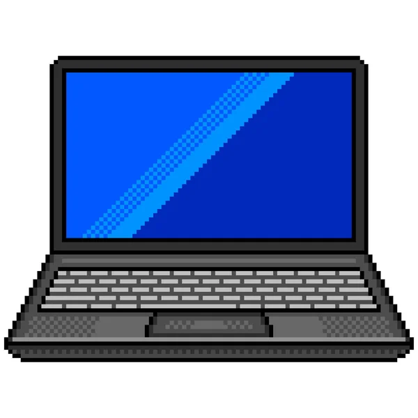 Piksel Czarny Laptop Komputer Szczegółowa Ilustracja Białym Tle Wektor — Wektor stockowy