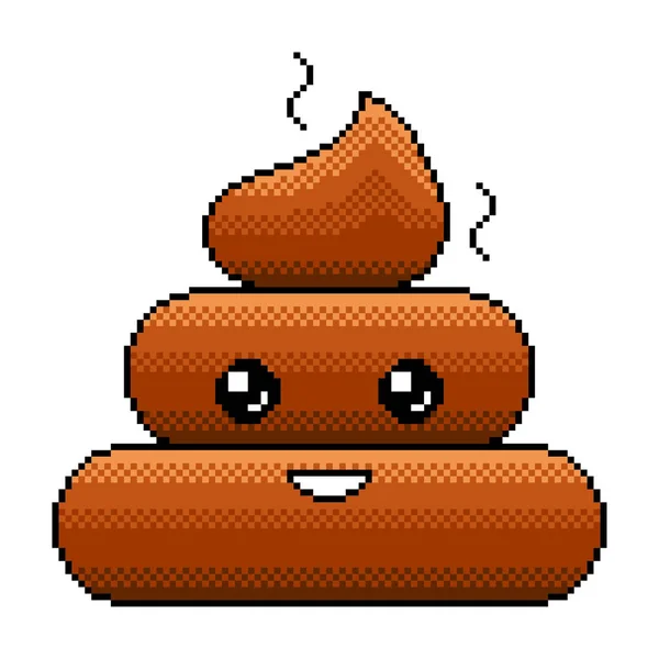 Emoji Poop Piksel Smilie Ilustrasi Terisolasi Vektor - Stok Vektor