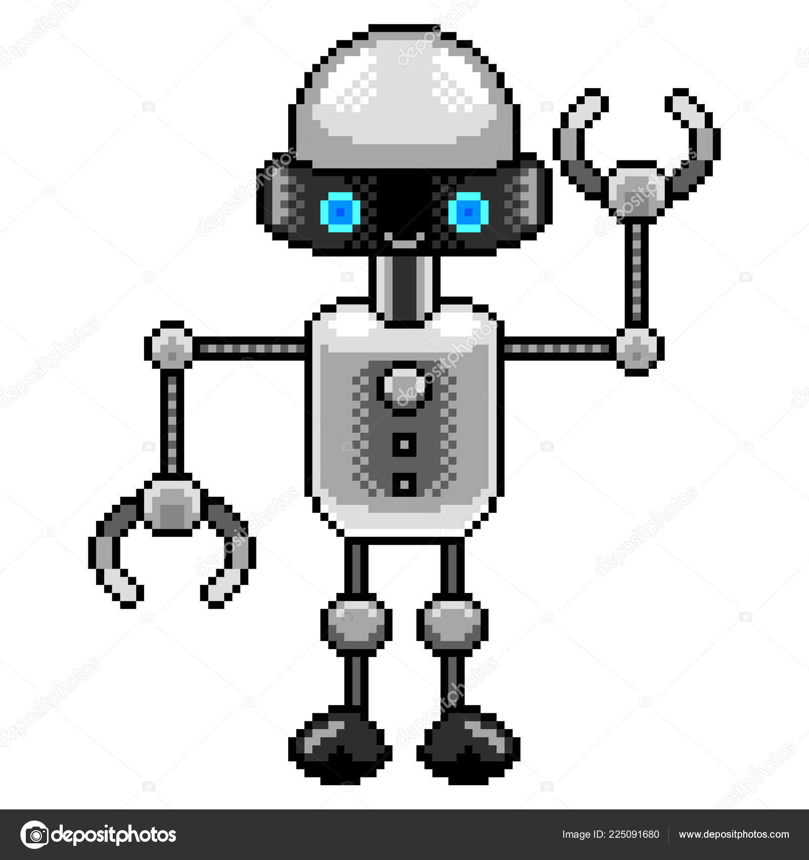 vector pixel art robot modern isolated cartoon Stock Vector Image & Art -  Alamy