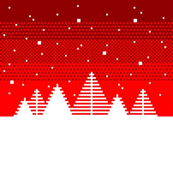 Pixel Art Fir Trees Christmas Concept Detailed Vector Background — Stock Vector