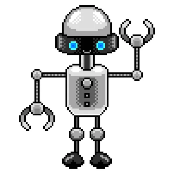 Pixel Art Small Robot Detailed Isolated Vector — Stock Vector