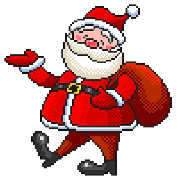 Pixel Kunst Lustig Santa Detaillierte Isolierte Vektor — Stockvektor