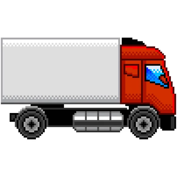 Pixel Art Φορτηγό Προφίλ Λεπτομερείς Απομονωμένες Διάνυσμα — Διανυσματικό Αρχείο