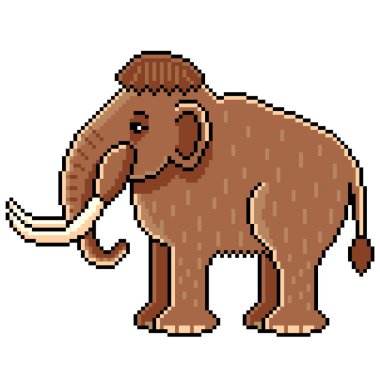 Piksel sanat sevimli mamut detaylı illüstrasyon izole vektör