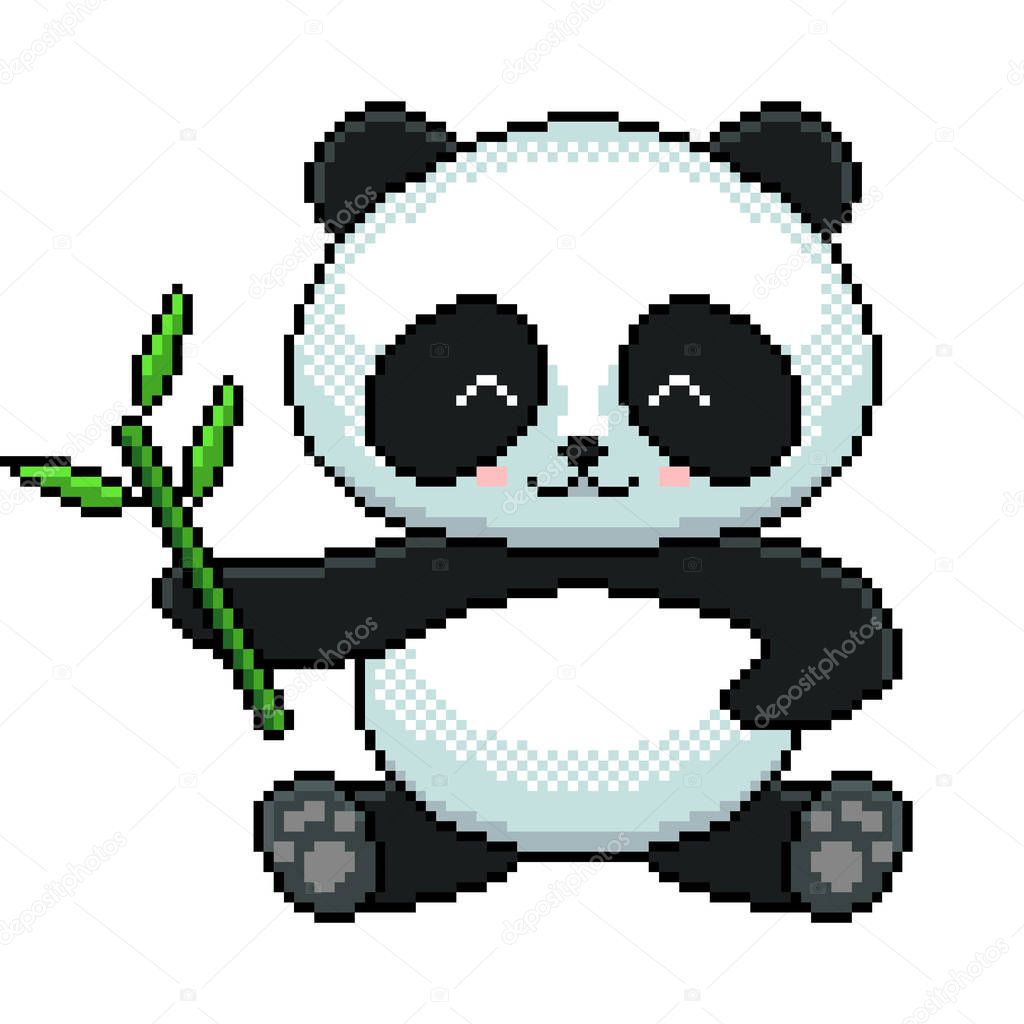 Cute Panda Pixel Art Grid