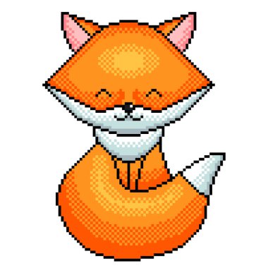 Piksel sanat sevimli fox detaylı illüstrasyon izole vektör