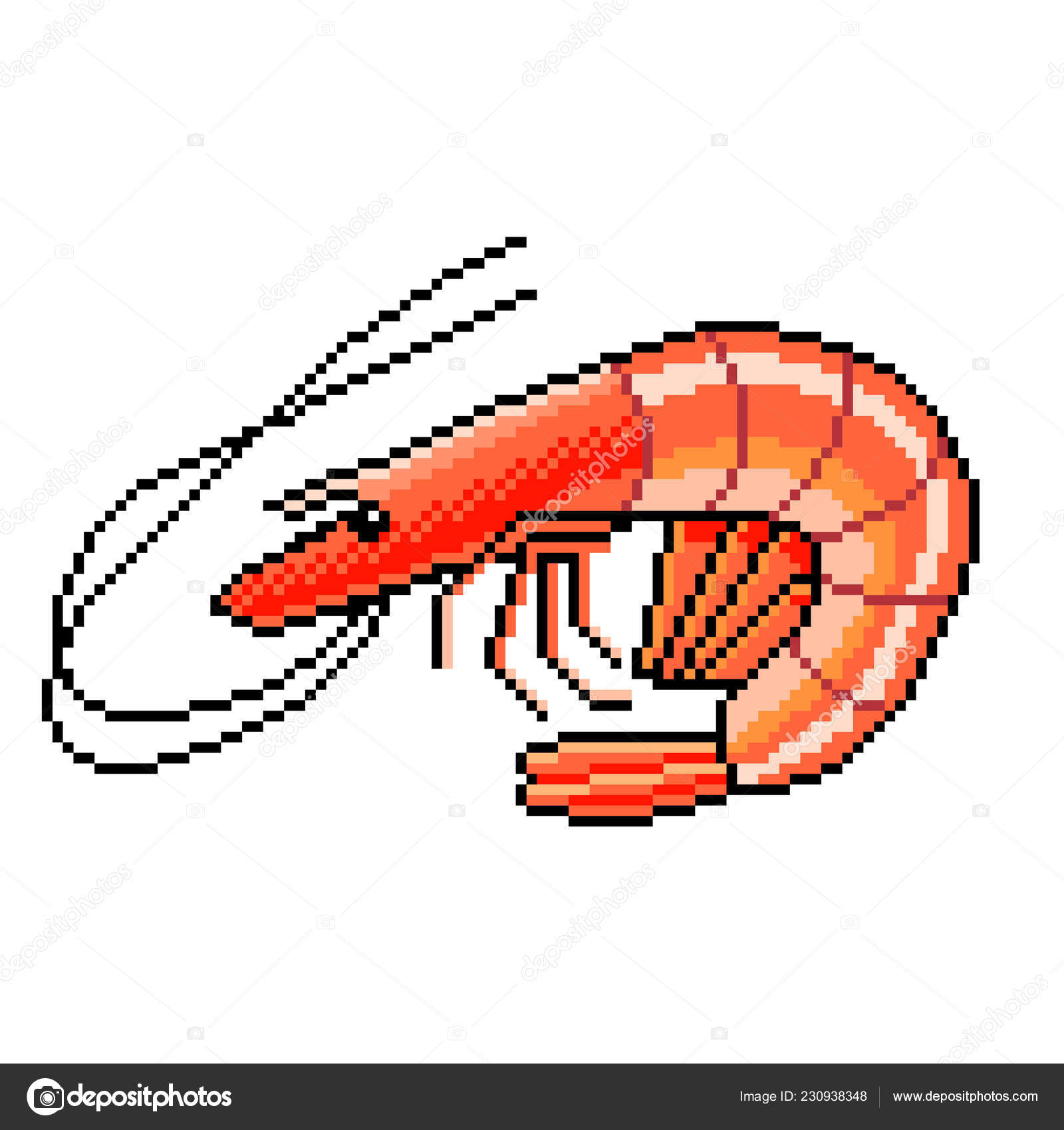 Shrimp pixel art Pixel Art Shrimp Seafood Detailed Illustration
