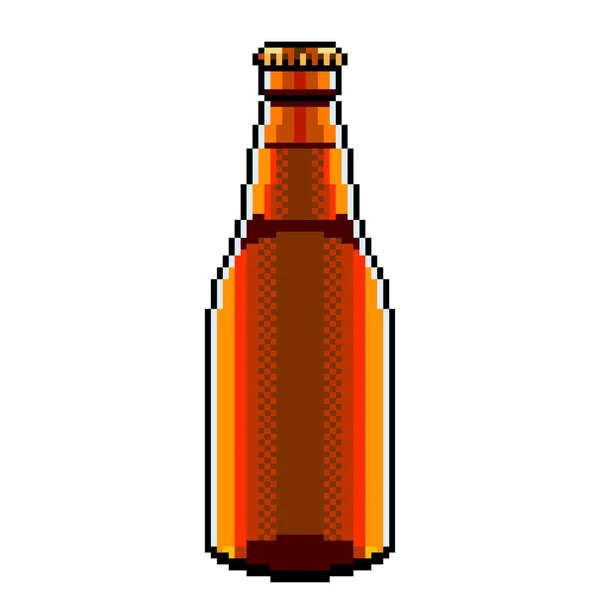 Pixel Arte Botella Cerveza Ilustración Detallada Vector Aislado — Archivo Imágenes Vectoriales