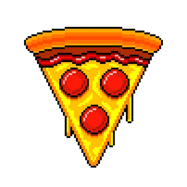 Pixel Umění Plátek Pizza Detailní Ilustrace Izolované Vektoru — Stockový vektor