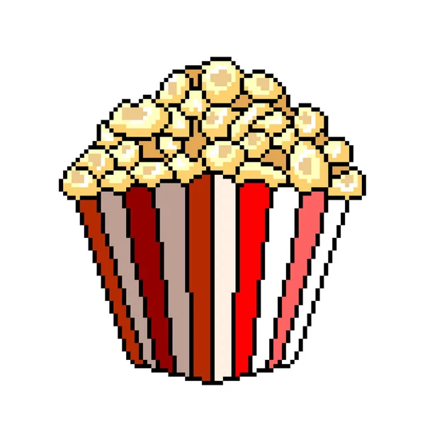 Pixel Arte Popcorn Illustrazione Dettagliata Vettore Isolato — Vettoriale Stock