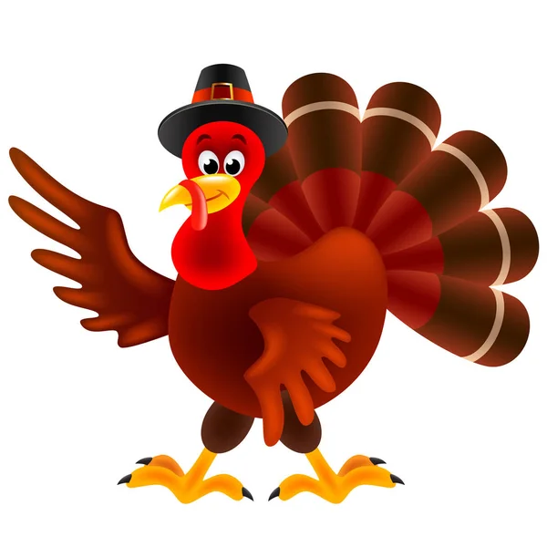 Cartoon Turkey Thanksgiving Day Isolated White Vector Illustration — Stock Vector