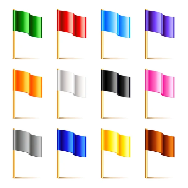 Colorful Flags Isolated White Photo Realistic Vector Illustration — Stock Vector