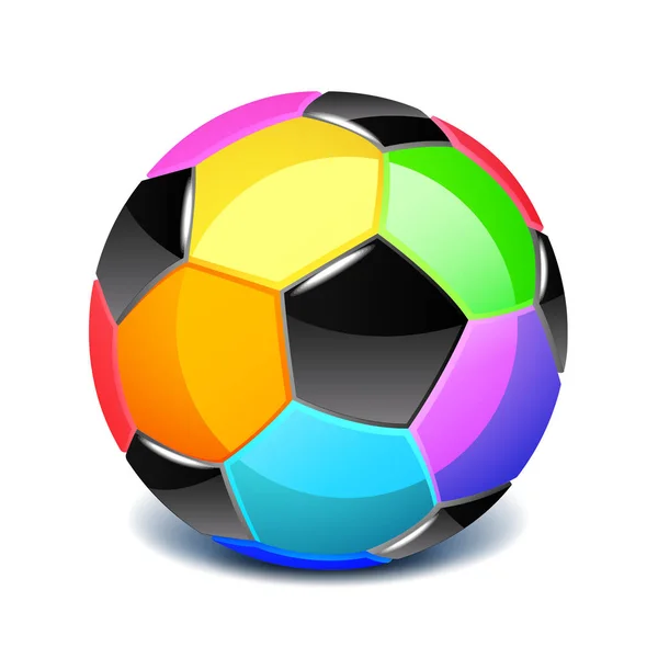 Πολύχρωμο Ποδόσφαιρο Μπάλα Απομονώνονται Λευκό Photo Realistic Διανυσματικά Εικονογράφηση — Διανυσματικό Αρχείο