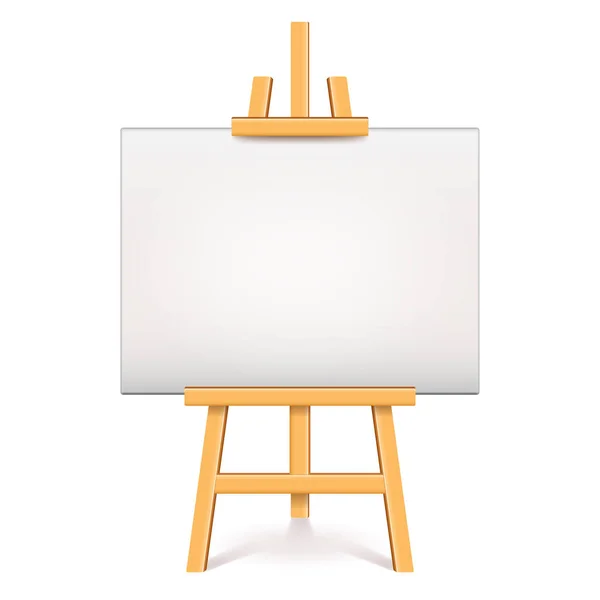 Wood Easel White Canvas Isolated Photo Realistic Vector Illustration — Stock Vector