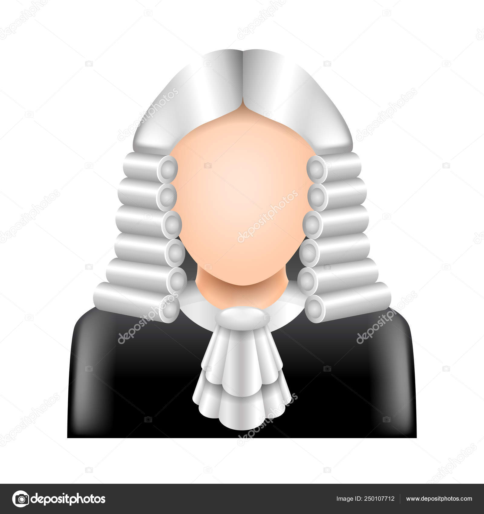 Судейский парик изолирован на белой векторной иллюстрации Векторное ...