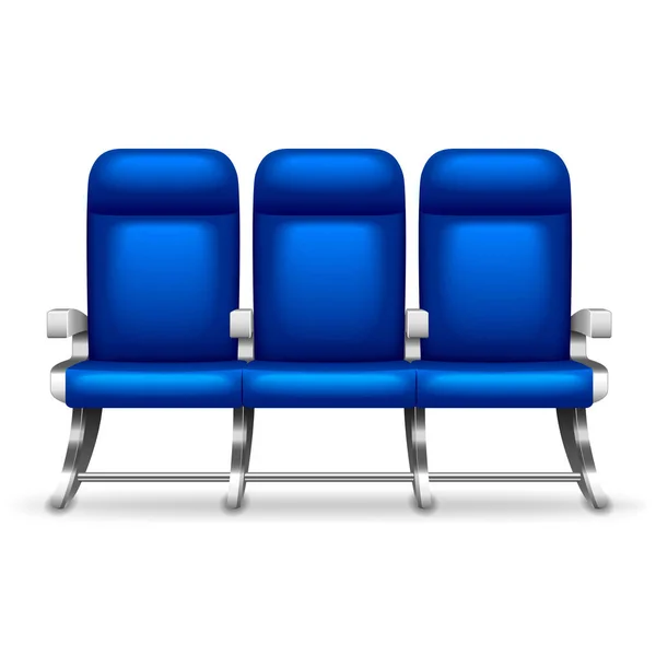 Three airplane seats isolated on white vector illustration — Stock Vector