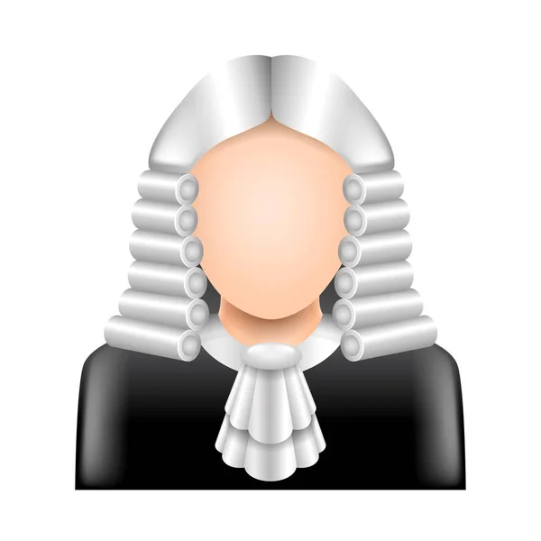 Judge wig isolated on white vector illustration — Stock Vector