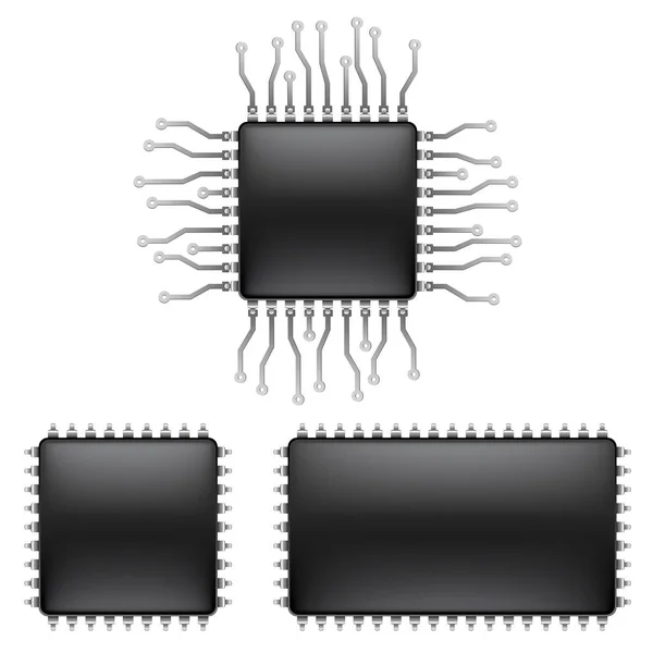 Microchip de computador isolado na ilustração do vetor branco —  Vetores de Stock