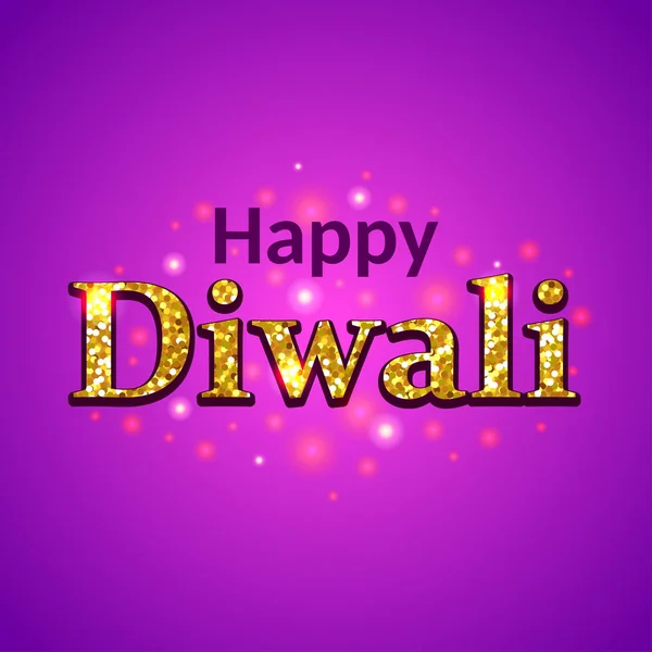 Happy Diwali glitter text on purple background — Stock Vector