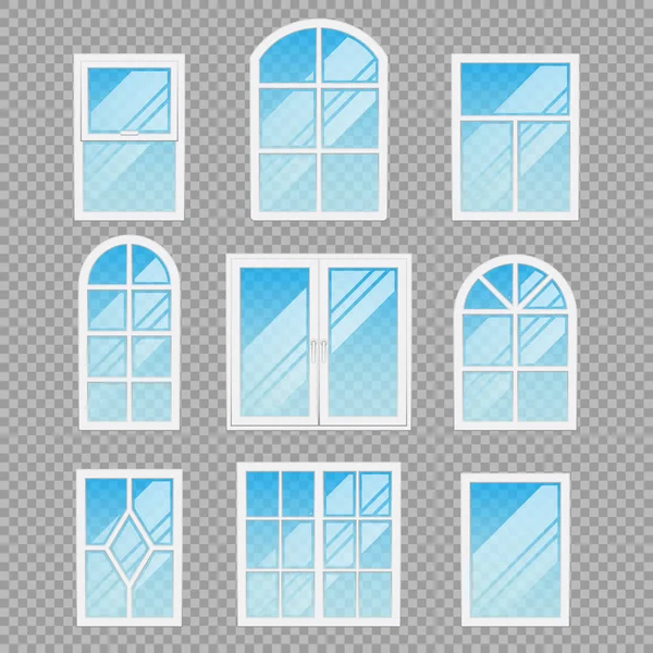 Moderne transparente Fenster verschiedene Formen realistische Vektor-Set — Stockvektor