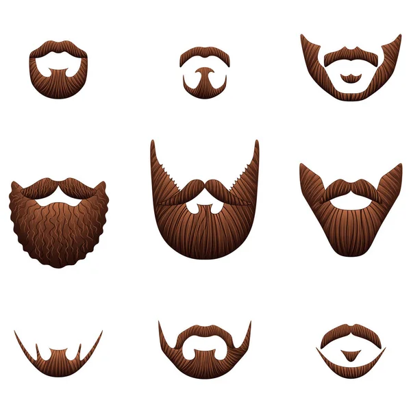 Hipster barbas ícones foto realista vetor definido — Vetor de Stock