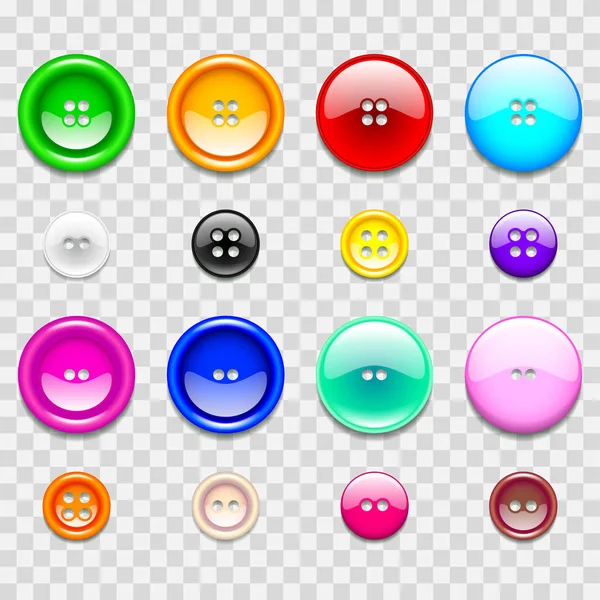 Colorful sewing buttons icons photo realistic vector set — Stock Vector