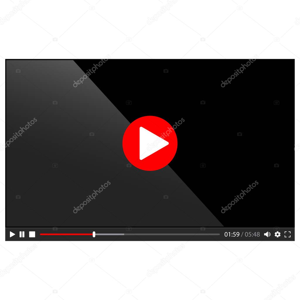 Web video player isolated on white vector