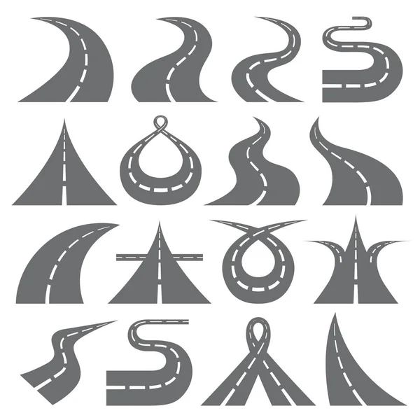 Curving Road symbolen platte pictogrammen vector set — Stockvector