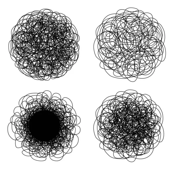 Chaos tangled lines shapes isolated vector set