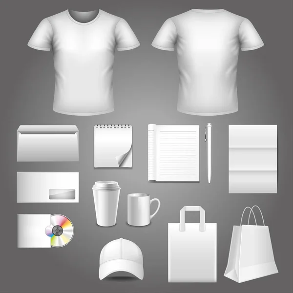 Corporate identity template photo realistic vector set Royalty Free Stock Vectors