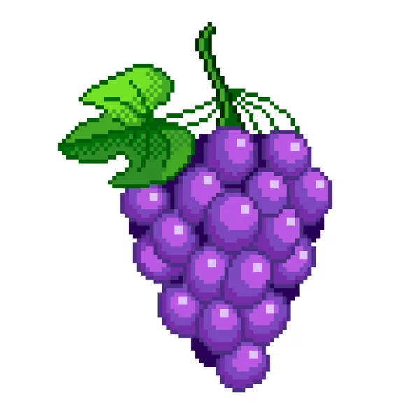 Pixel uvas verdes ilustração detalhada isolado vetor —  Vetores de Stock