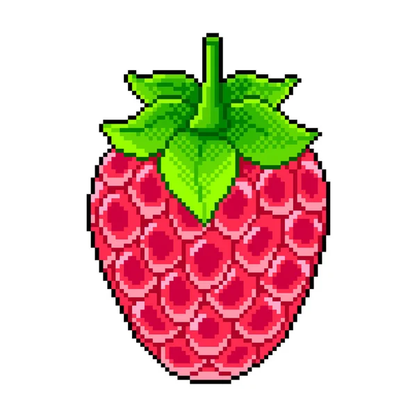 Pixel fresh raspberry detailed illustration isolated vector — Stock Vector