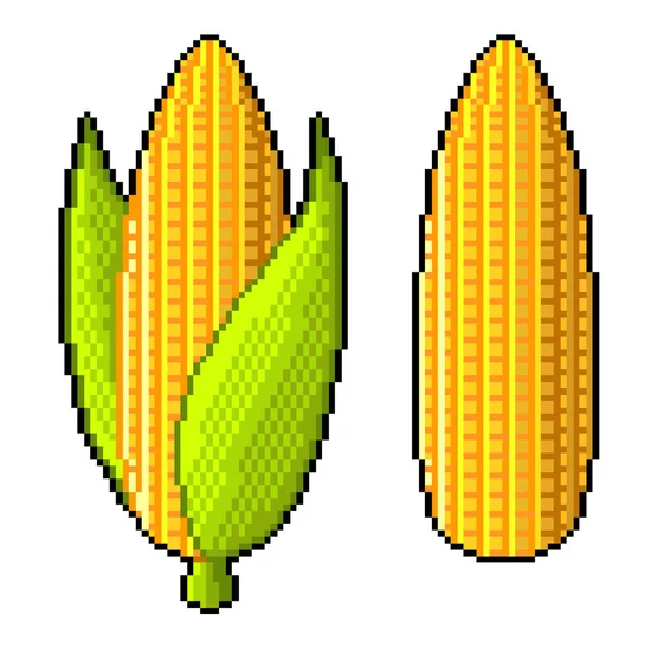 Pixel sweet corn detailed illustration isolated vector — Stock Vector