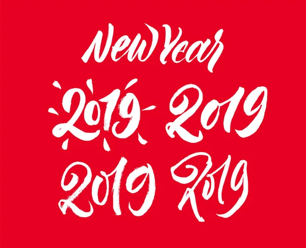 Zestaw nowy rok. 2019 pędzla pióra napis numery. — Wektor stockowy