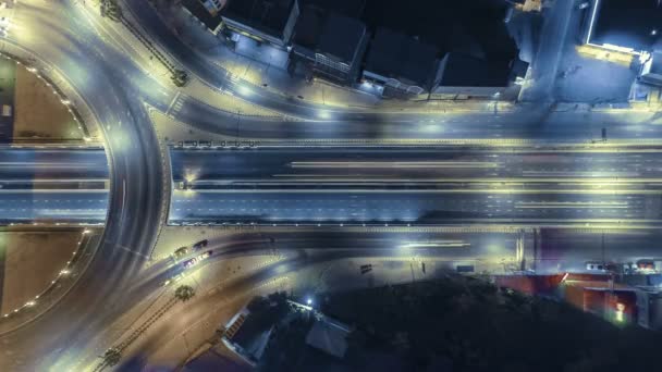 Hyperlapse Timelapse Night City Traffic Way Stop Street Intersection Circle — стоковое видео