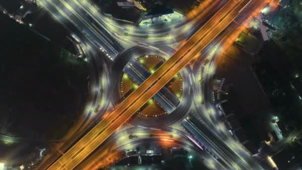 Hyperlapse Timelapse Night City Traffic Way Stop Street Intersection Circle — стоковое видео