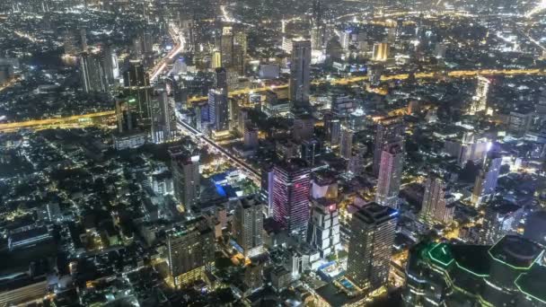 Lapso Tiempo Alta Vista Edificios Gran Altura Bangkok Tailandia Carretera — Vídeos de Stock