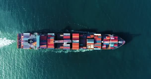 Containerschiff Von Oben Mit Welle Meer Thailand — Stockvideo