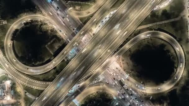 Prise Vue Aérienne Haut Autoroute Bangkok Circulation Sur Échangeur Autoroutier — Video