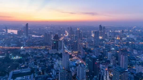 Time Lapse Hoge Zicht Hoogbouw Gebouwen Bangkok Thailand Road Groothoek — Stockvideo