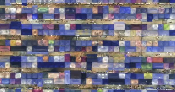 Bovenaanzicht Van Luchtfoto Trein Nachtmarkt Ratchada Multi Color Mooie Abstracte — Stockvideo