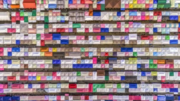 Bovenaanzicht Van Luchtfoto Trein Nachtmarkt Ratchada Multi Color Mooie Abstracte — Stockvideo