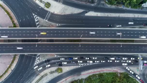 Hiperlapso Tiempo Del Tráfico Nocturno Ciudad Rotonda Círculo Intersección Calle — Vídeos de Stock