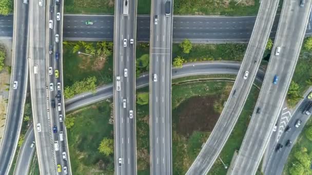 Aerial View Traffic Roads Expressways Daytime Thailand View Congested Traffic — Stock Video