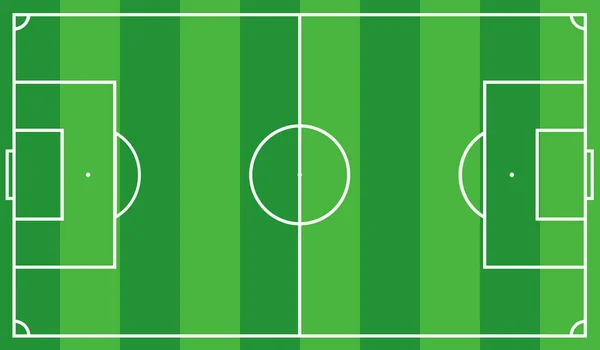 Schéma fotbalového hřiště zelené barvy, podívejte shora. — Stockový vektor