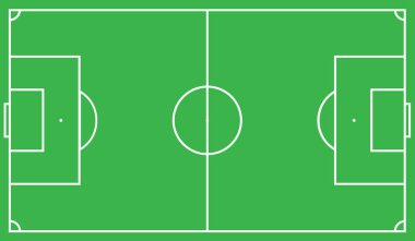 Düzeni futbol alanının yeşil rengi, bak yukarıda. Vektör çizim eps 10