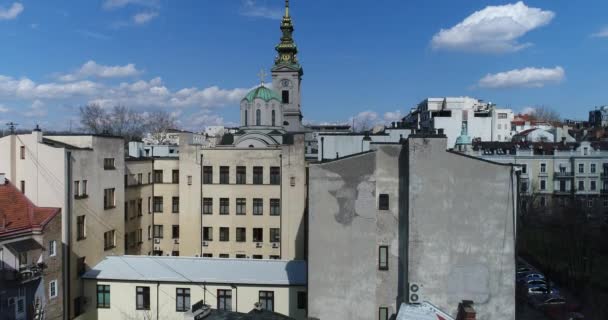 Luchtfoto Van Michael Kathedraal Belgrado — Stockvideo