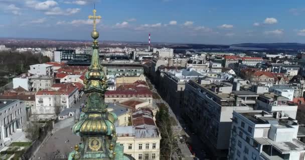 Letecký Pohled Katedrálu Svatého Michala Bělehrad — Stock video
