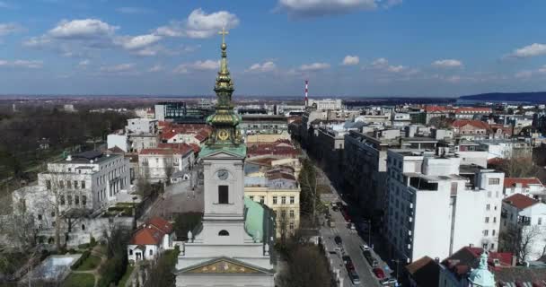 Vista Aérea Catedral São Miguel Belgrado — Vídeo de Stock