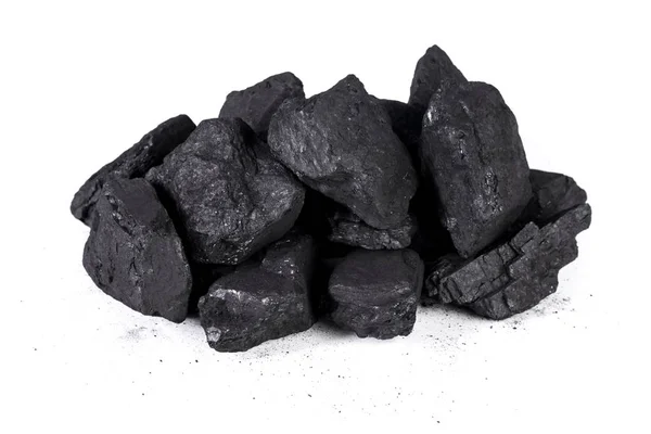 Pile black coal isolated on white background, Natural coal on a white background isolated closeup — Stock Photo, Image